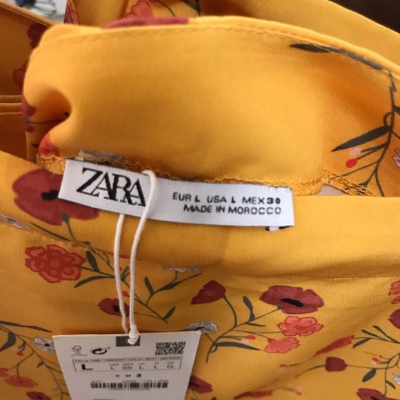 NWT Zara Asymmetrical Yellow Floral Dress Size L - Picture 10 of 11